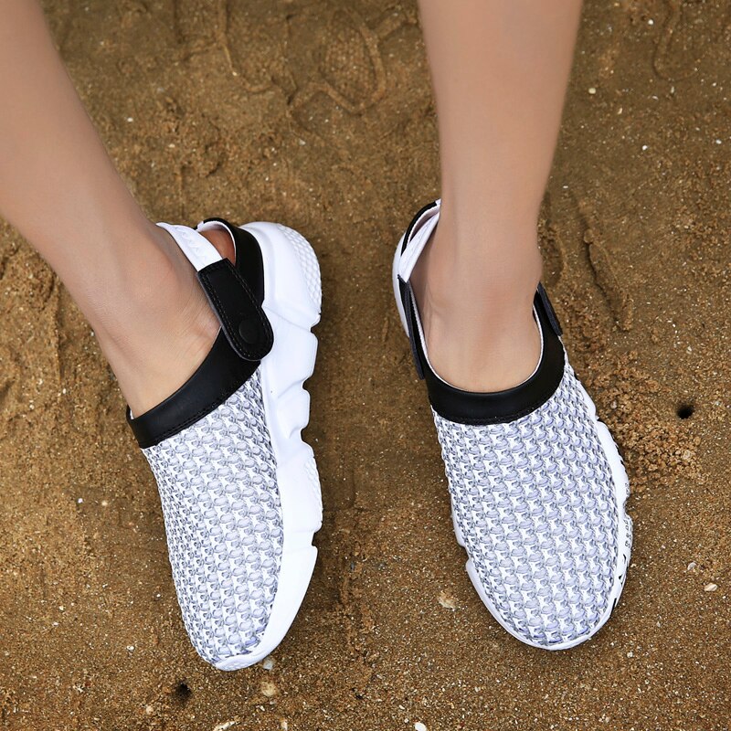 Fashion Sneakers Without Laces Man Handmade Beach Men's Summer Shoes Big Size Mesh Sneakers Light Shoes 2021 Outdoor Flats A-032