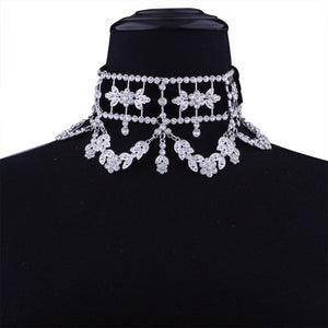 KMVEXO  Crystal Rhinestone Choker  Necklace for Women Collares Chocker Jewelry Party Gift