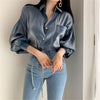 HziriP 2020 Summer Reflective Loose Vintage Fashion Solid Thin Tops Retro Free Elegant Women All Match Casual Shirts 2 Colors