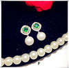 925 Sterling Drop Earrings For Women Artificial Emerald Vintage Fine Jewelry Cubic Zirconia Green Stone Luxury Eardrop Brincos