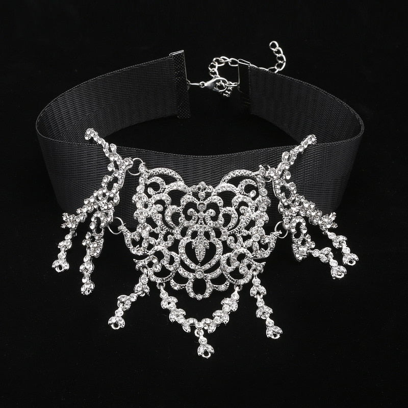 Luxury Rhinestone Choker Crystal Necklace Women gothic choker Maxi statement Necklace 2018 fashion jewelry Collar Collier femme