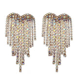 Luxury Crystal Heart Earrings For Women Trendy Fringe Fashion Dangle Statement Love Drop Earings Party Jewelry