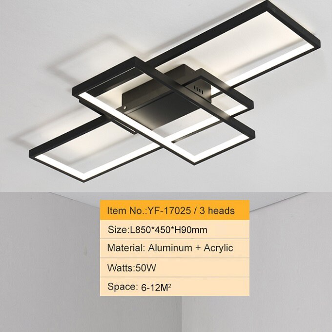 NEO Gleam Rectangle Aluminum Modern Led ceiling lights for living room bedroom AC85-265V White/Black Ceiling Lamp Fixtures