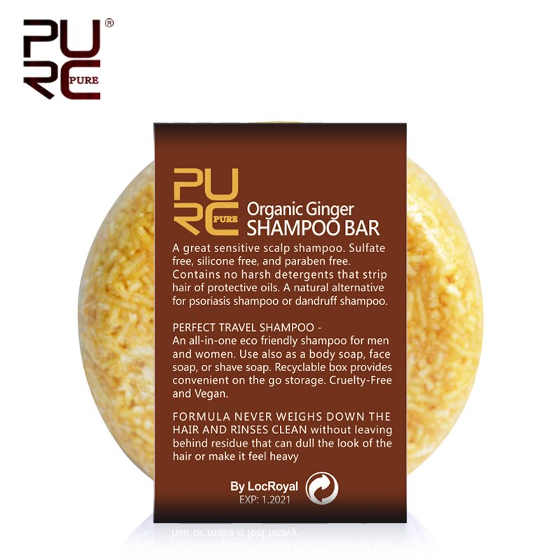 11.11 PURC Organic handmade cold processed Ginger Shampoo Bar for hair loss hair shampoo soap natural No chemicals preservatives