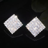 2018 New Wedding Jewelry Design Silver Color Simple Square Crystal Earrings Fashion Women Statement Stud Earrings Jewelry WX067