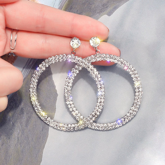 New Arrival Metal Hyperbole Round Women Dangle Earrings Fashion Female Korean Simple Jewelry Circle Earrings