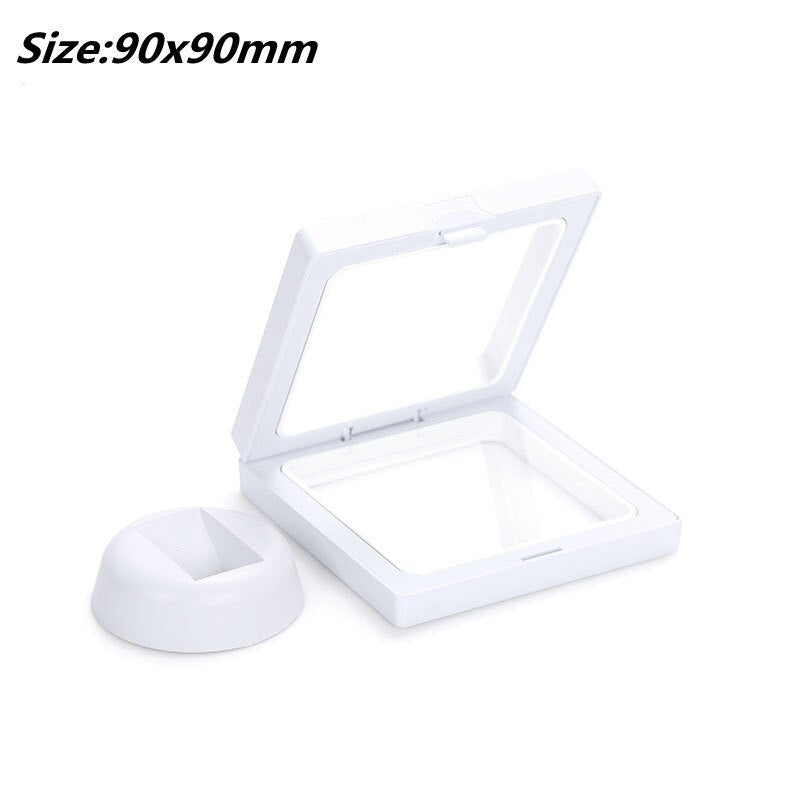 PET Membrane Jewelry Ring Pendant Display Stand Holder Bague Packaging Box Protect Jewellery & Stones Floating Presentation Case