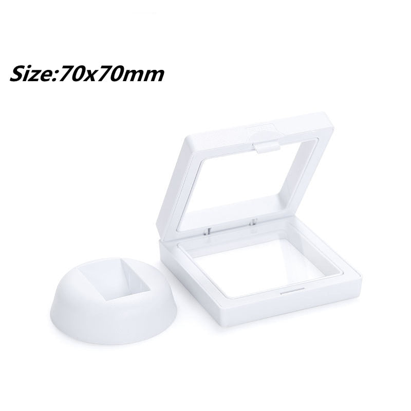 PET Membrane Jewelry Ring Pendant Display Stand Holder Bague Packaging Box Protect Jewellery & Stones Floating Presentation Case