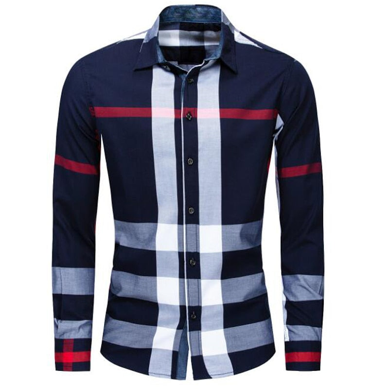 NEW shirt Business casual autumn long sleeve men shirts High quality brand 100% cotton plaid shirt men Plus Size chemise homme