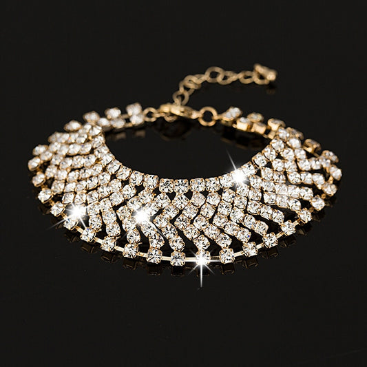 Gold and silver plated crystal bracelet 2015 valentine day gift fashion rhinestone bracelet stone jewelry B006