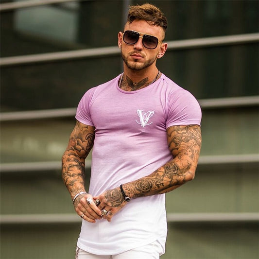 2019 New Brand Clothing Gyms Tight Cotton T-shirt Mens Fitness T-shirt Homme Gyms T Shirt Men Fitness Summer Tees Tops