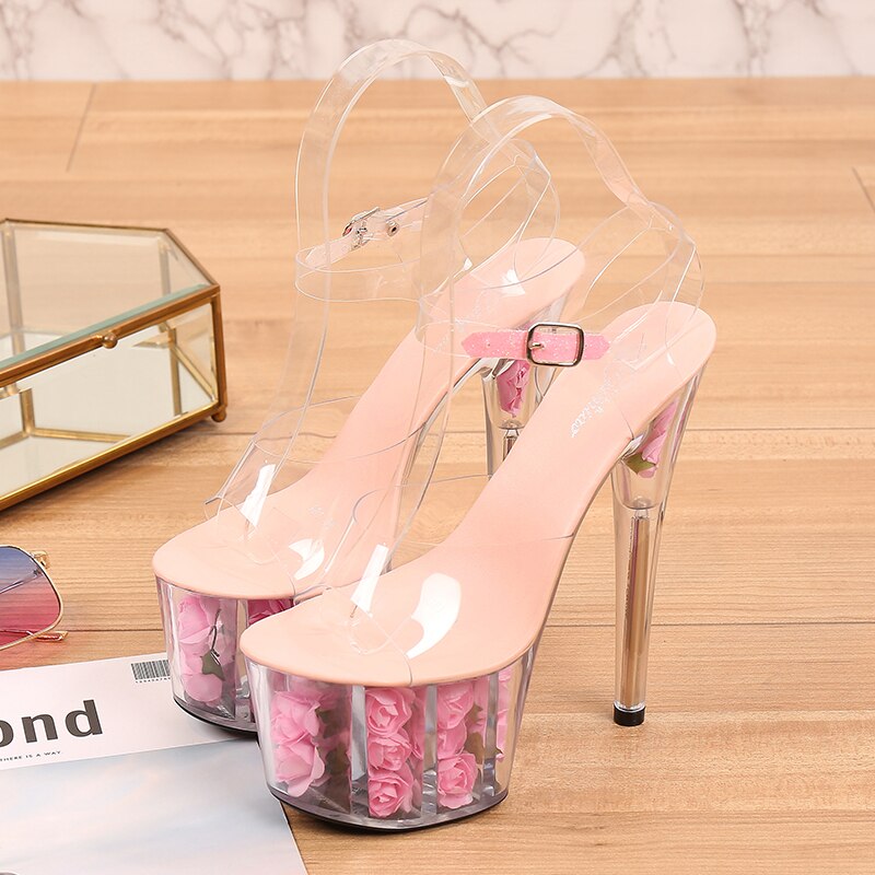 Shuzumiao Wedding Shoes Bride 2020 High Heels 17 High Heels 7cm Platfrom Women Platform Sandals Transparent Crystal Female Shoes