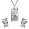 LUXUSTEE Bridal Cubic Zirconia Jewelry Set Gold/Silver Color Geometry Pendant Necklace Stainless Steel Women Necklace Sets
