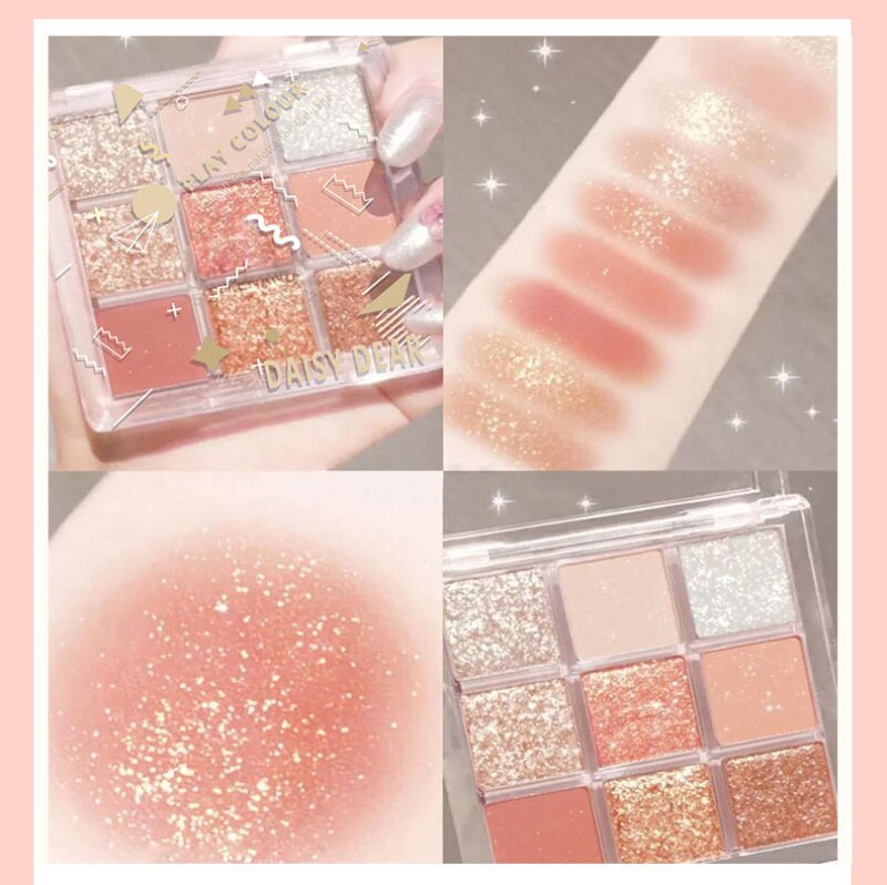 9-color Eyeshadow Palette Glitter Pearl Sequins Waterproof Shimmer Eyeshadow Pigment Pearlescent