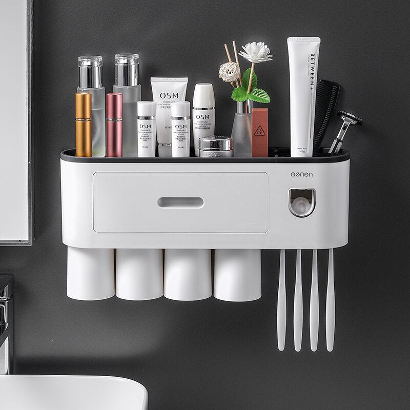 ONEUP Bathroom Accessories Sets New Toothbrush Holder Automatic Toothpaste Squeezer Wall Mount Storage Rack Bathroom Product