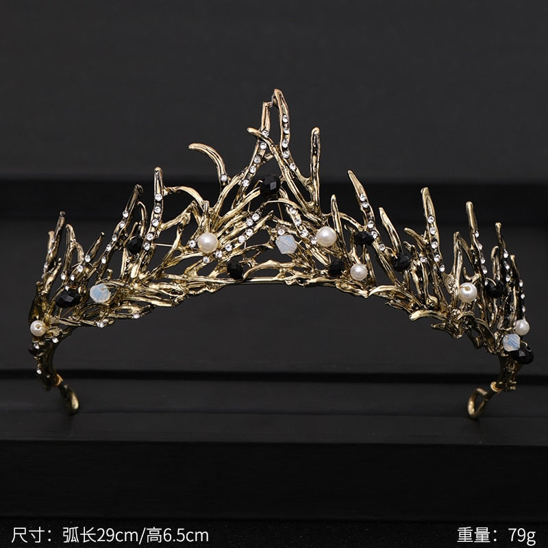 Vintage Baroque Queen Tiara Wedding Crown Bridal Diadem Gold Crystal Rhinestone Head Jewelry Headpiece Wedding Hair Accessories