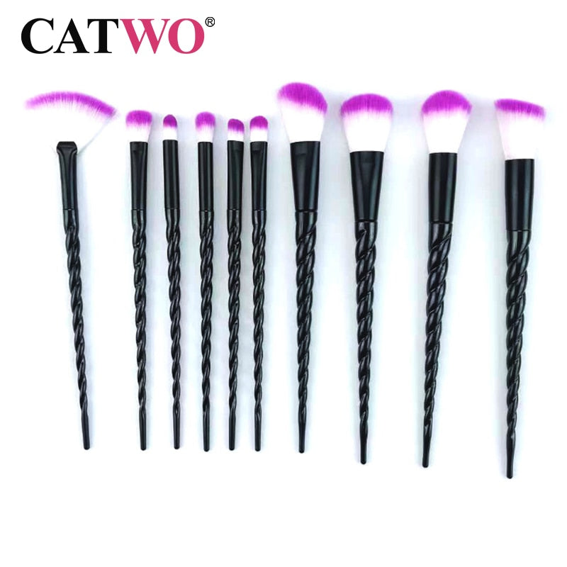 Catwo Makeup Brushes Set Eye Shadow Foundation Powder Eyeliner Eyelash Lip Make Up Brush Cosmetic Beauty Tool Kit Hot 10Pcs