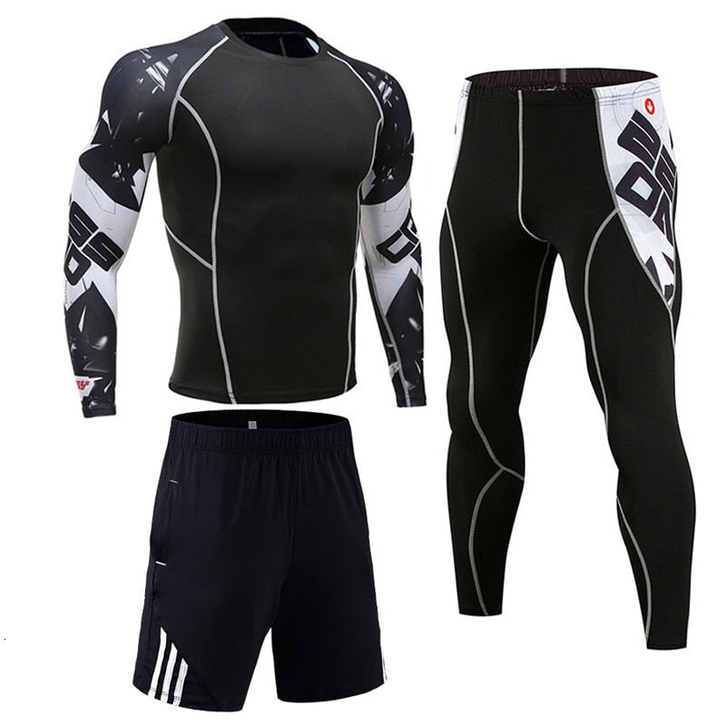 Men's Compression Sportswear Suits Gym Tights Training Clothes Workout Jogging Sports Set Running Rashguard Tracksuit For Men