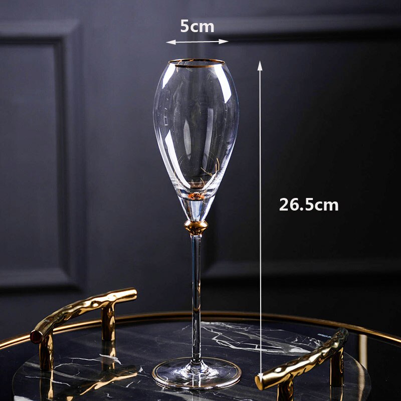 High quality Crystal glass cup golden side Goblet Wine Cup Champagne Glasses Creative Bar party hotel Home Drinking Ware