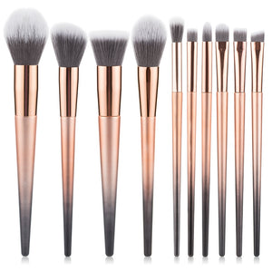 10Pcs/lot Crystal Gradient Makeup Brushes Cosmetic Powder Eye Shadow Foundation Blush Blending Beauty Make Up Brush Tool Set