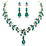 Baroque Vintage Gold Red Green Blue Crystal Bridal Jewelry Sets Choker Necklaces Earrings Tiaras Sets African Beads Jewelry Sets