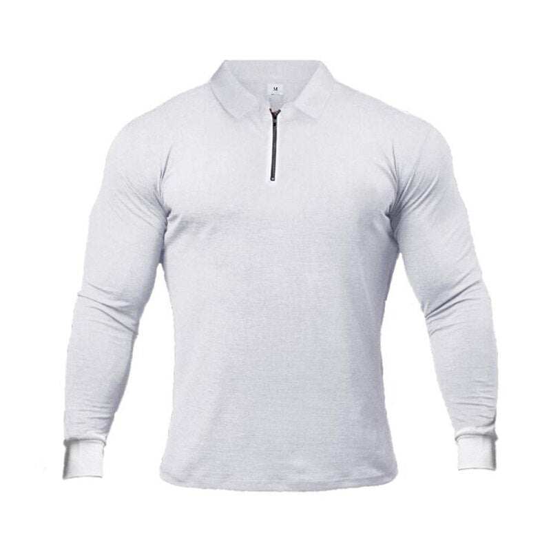 Brand Polo-Shirts Long Sleeve Male Cotton Solid Fitness Mens Slim Fit Fashion Autumn Breathable Polo Shirt plus size