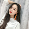 XIYANIKE 2019 New Arrival Vintage Women Dangle Earrings Sexy Rose Petal Long Tassel Earrings Female Korean Jewelry Red Earrings