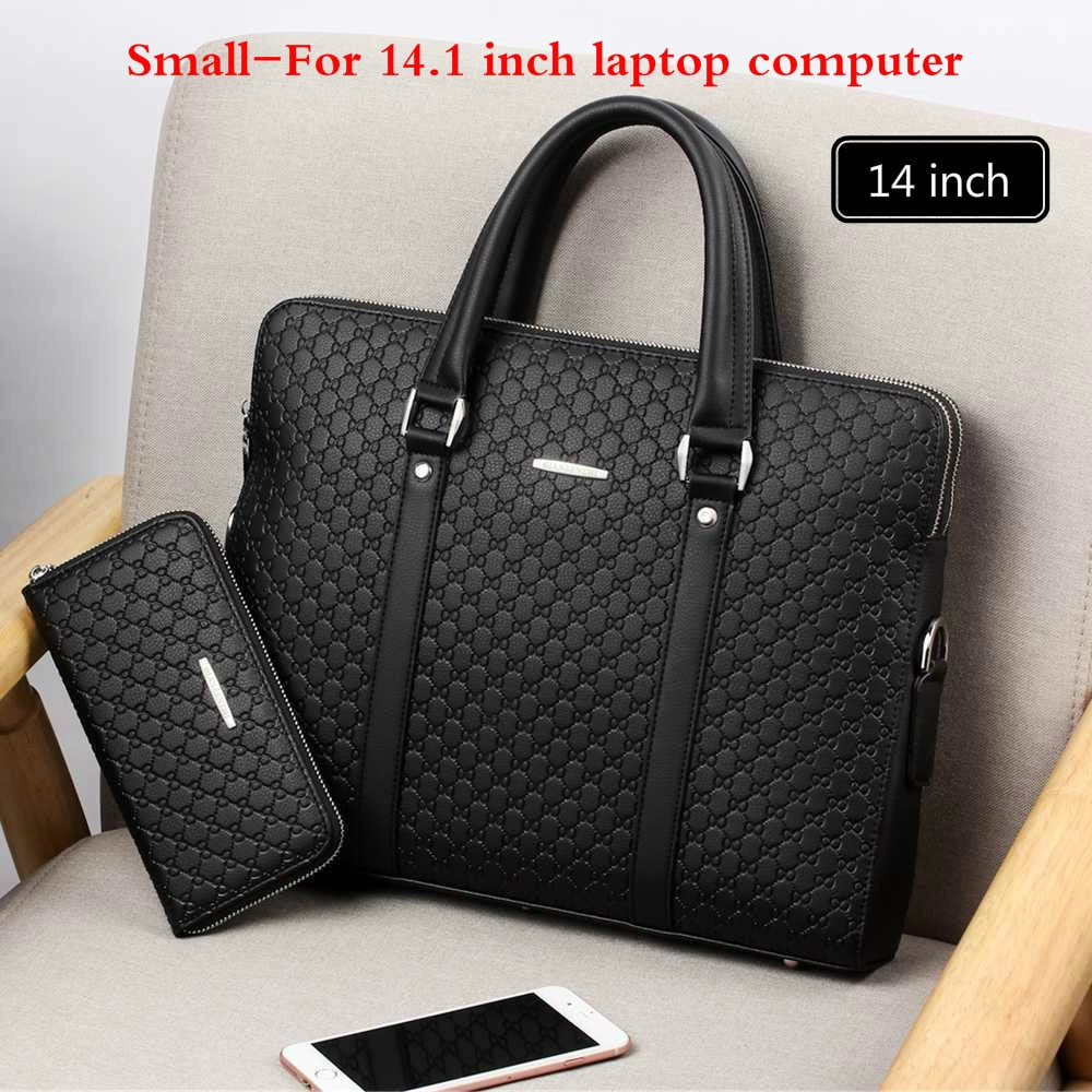 New Double Layers Leather Business Shoulder Bag Messenger Bag Laptops Handbags Travel Bags