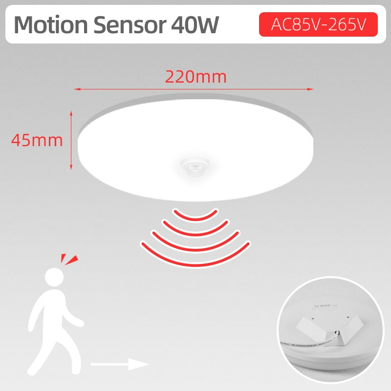 Motion Sensor Led Night Light PIR Sensor Lamp Smart Lighting 110V 220V 15/20/30/40w Ceiling Wall Lamps For Toilet Room Corridor