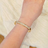 legant Classic Crystal Cuff Bangles Bracelets For Women Gold Color Simple Femal Opening Bangles Wedding Jewelry Accessories