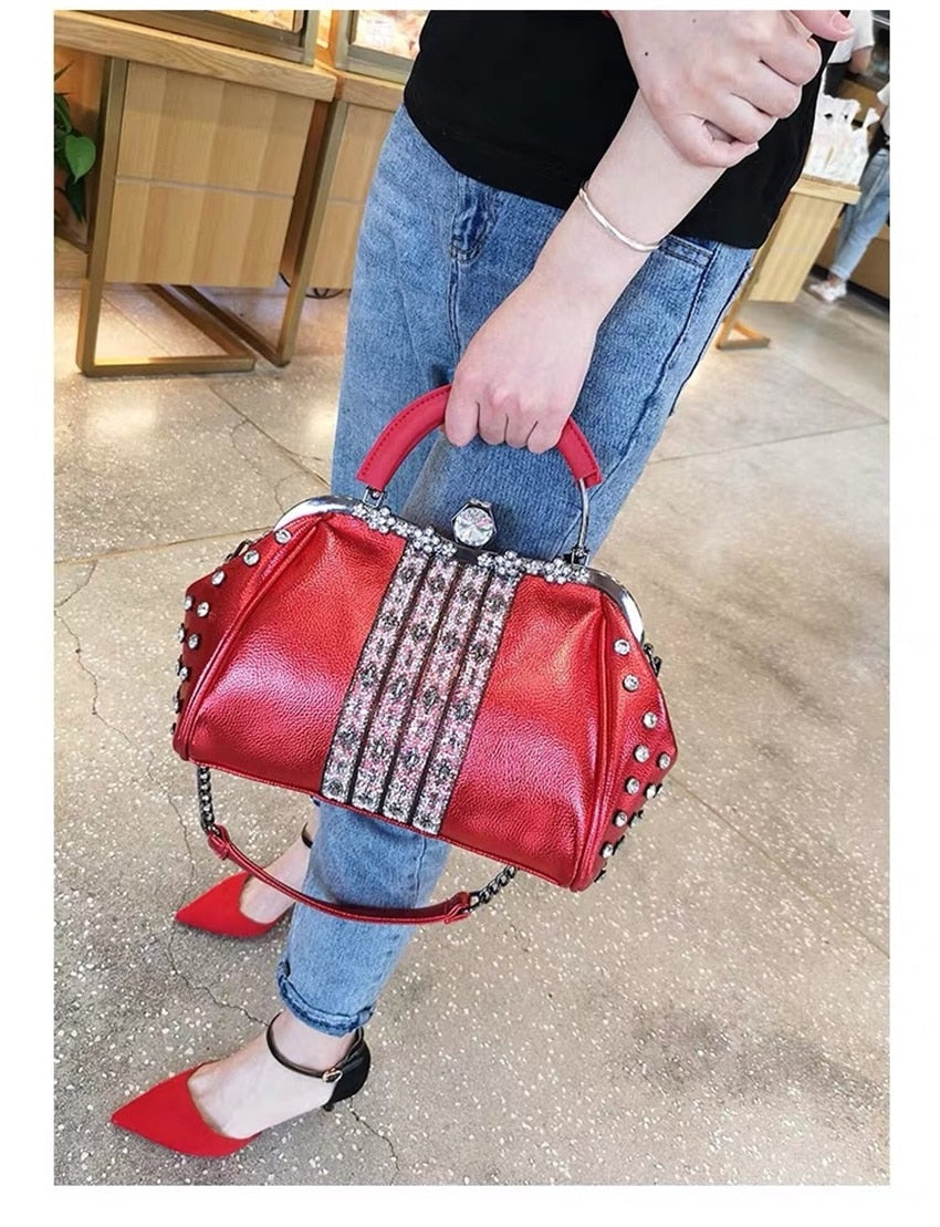 Brand Rhinestones Women's Handbags Female Shoulder bag designer Luxury Lady Tote Large Capacity Zipper Handbag for Women