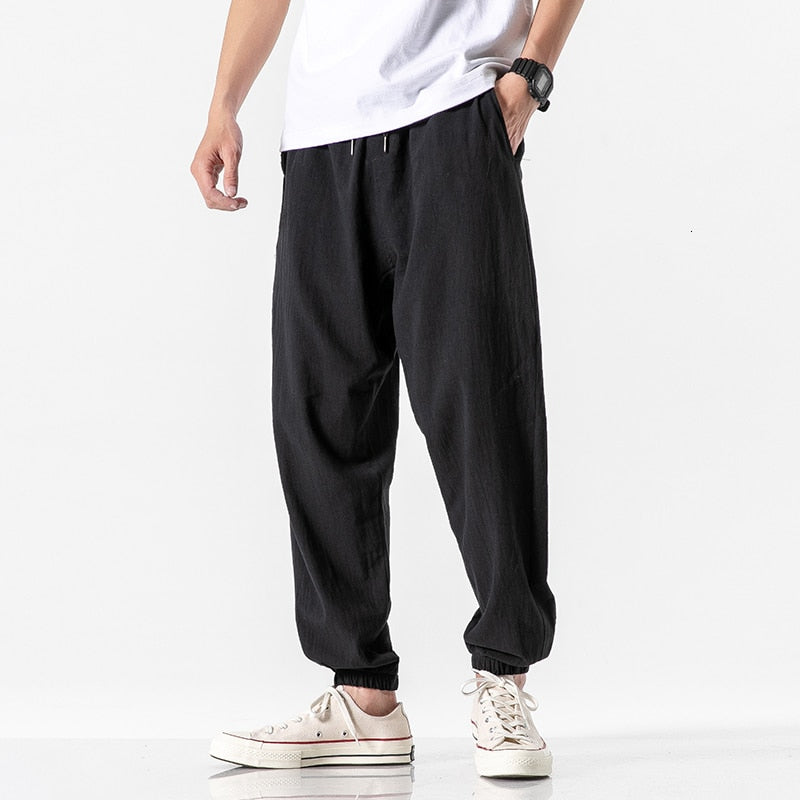 MrGB 2021 Cotton Linen Jogger Pants Men Streetwear Casual Harem Pants Men Trouser Summer Cool Pants Oversized Men's Clothing