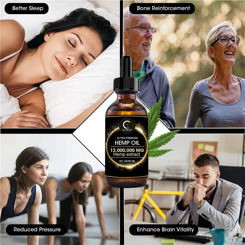 HFU Hemp Seed Extract Oil Pain Relief Reduce Pressure 12000000mg Help Sleep Improve Insomnia diet supplement Health Care Product