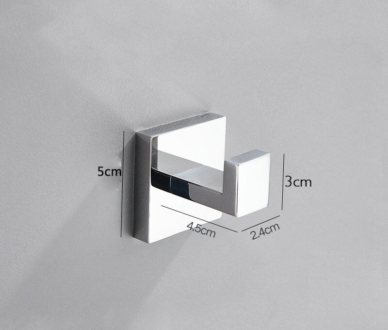 Chrome Polished Stainless Steel Single Robe Hook Wall Mounted Towel Hook Clothes Hook Bathroom Hardware