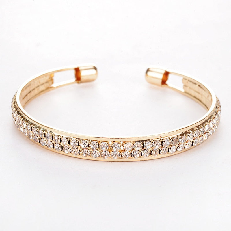 Elegant Crystal Cuff Gold Silver Color Bangles Bridal Bracelet Lady Bracelet Bracelets & Bangles Jewelry Pulseras Mujer