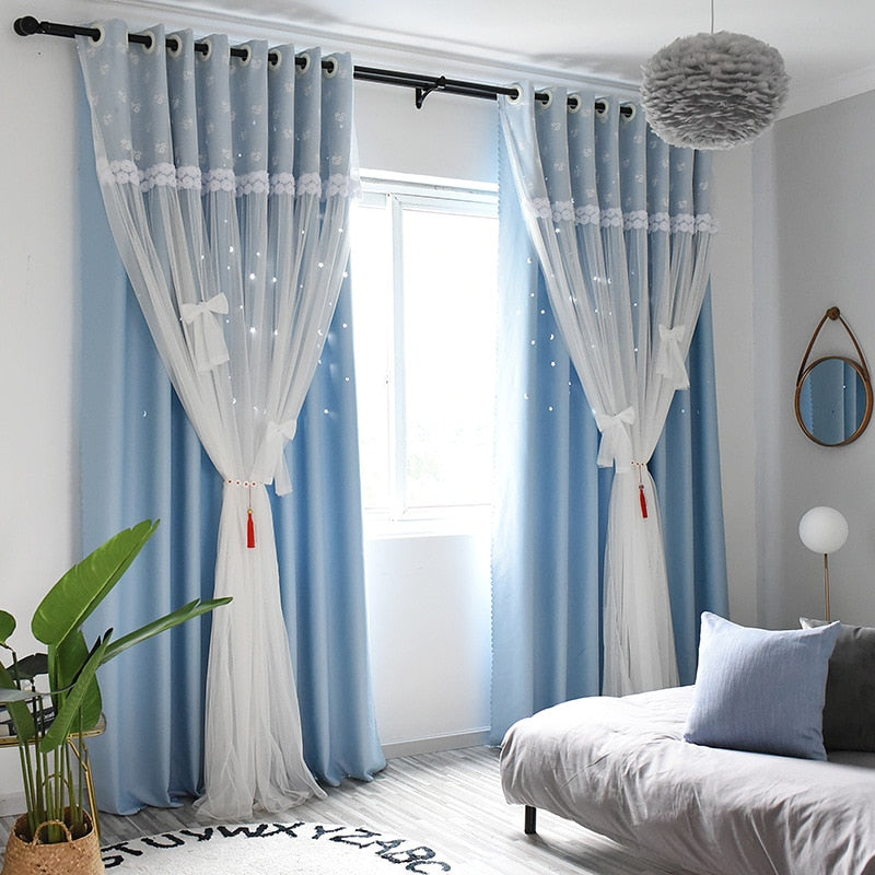 New European and American Style Curtains for Living Room High Shading Curtains for Kids Romantic Princess Room for Girls