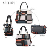 ACELURE New Casual Plaid Shoulder Bag Fashion Stitching Wild Messenger Brand Female Totes Crossbody Bags Women Leather Handbags