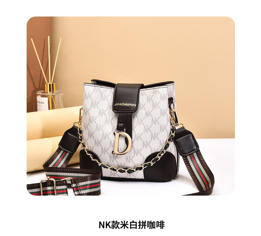 Bucket bag 2021 new net red fashion women's bag spring and autumn winter versatile women's printed shoulder bag