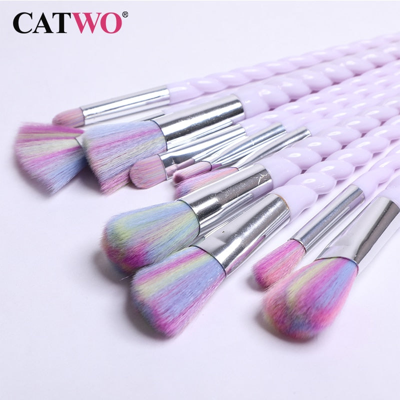 Catwo Makeup Brushes Set Eye Shadow Foundation Powder Eyeliner Eyelash Lip Make Up Brush Cosmetic Beauty Tool Kit Hot 10Pcs