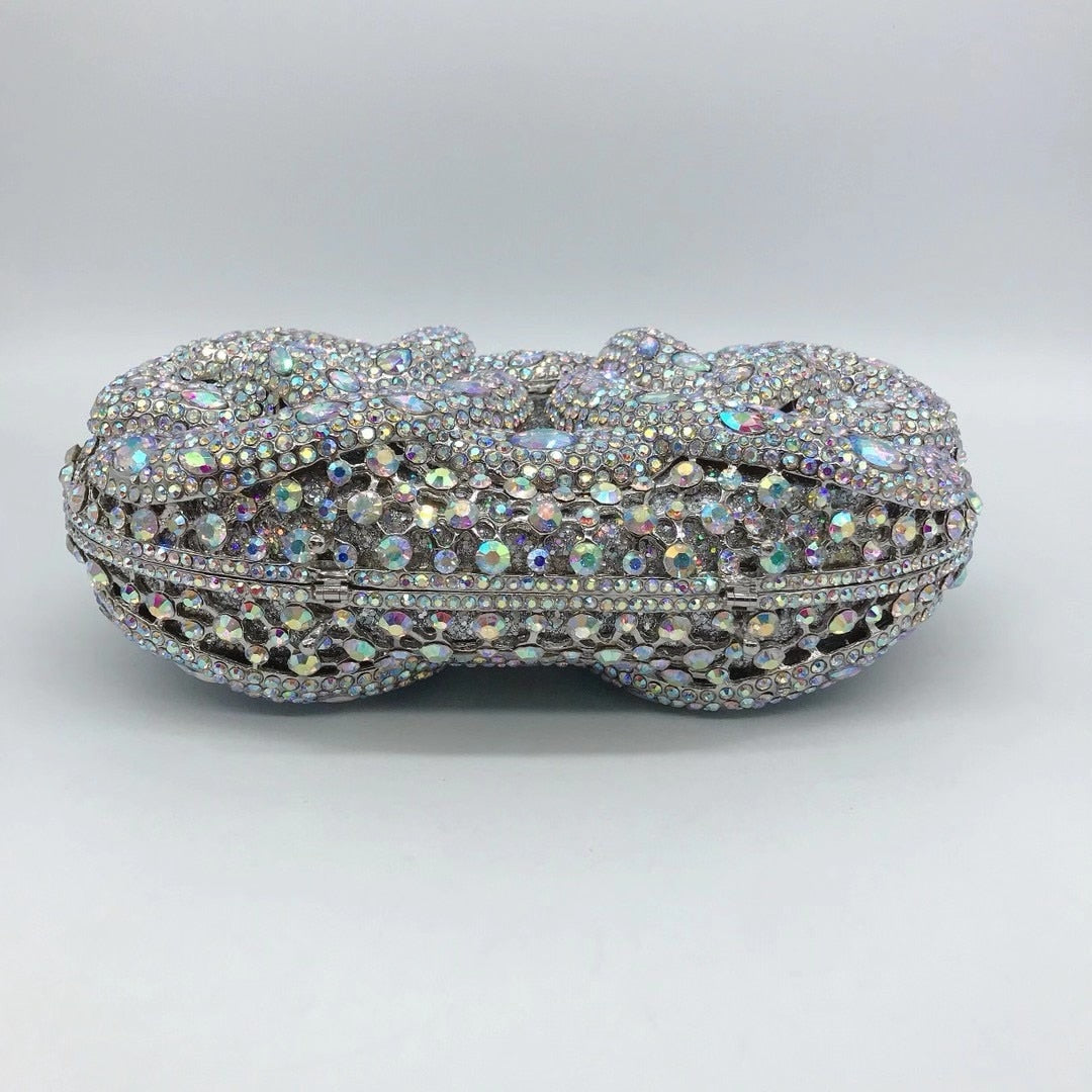 XIYUAN AB Silver Rhinestone Crystal Clutch Luxury Women's Evening Wedding Party Clutches Female Handbags Small Phone Case Bags