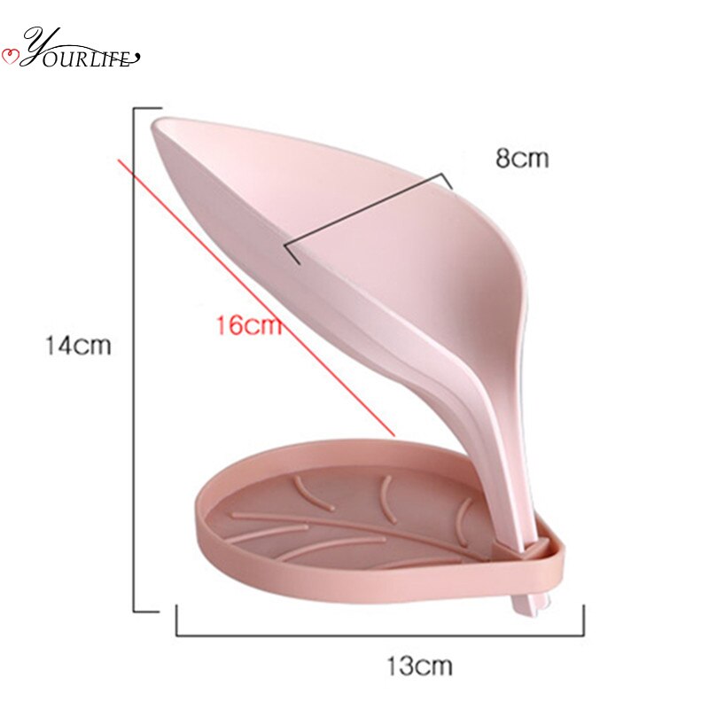 OYOURLIFE Three-dimensional Leaf Soap Box Bathroom Double Layer Non-slip Drain Soap Tray Soap Holder Bathroom Accessories