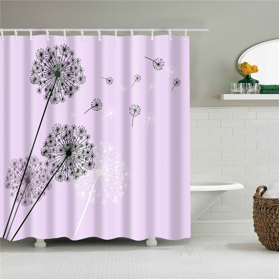 Flower Dandelion Red Rose Small Fresh Shower Curtains Bathroom Curtain Frabic Waterproof Polyester Bathroom Curtain with Hooks