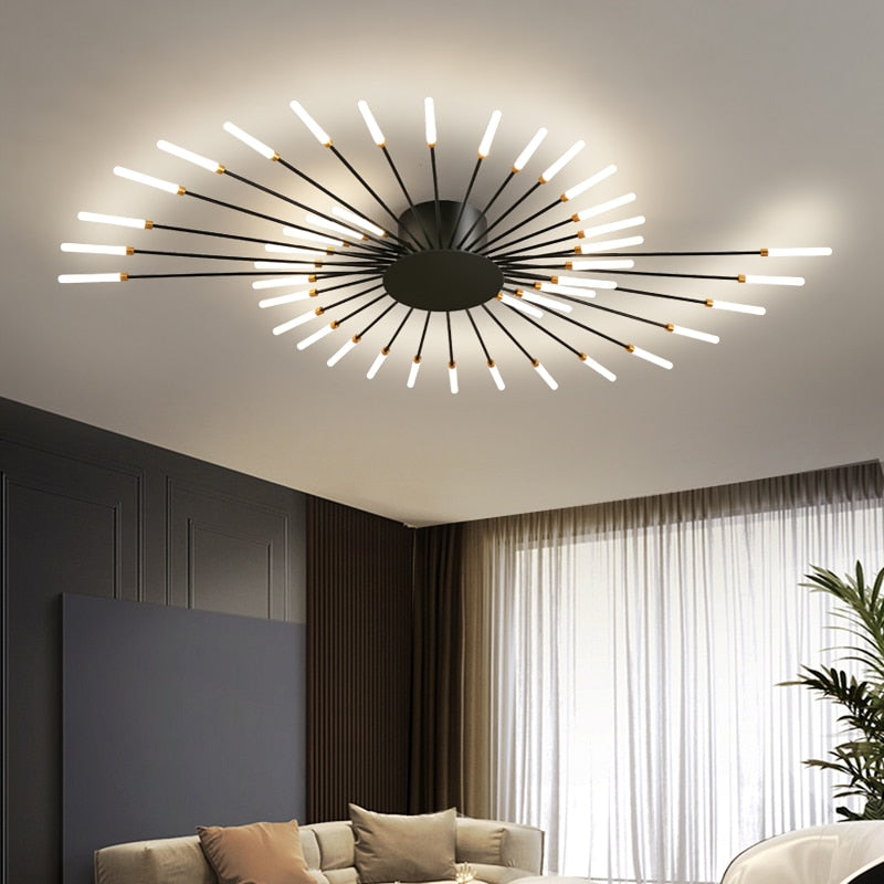 LED Chandelier Ceiling For Dining Living Room Bedroom Home Decoration Hanging Lights Gold Or Black Modern Creative New Fixtures