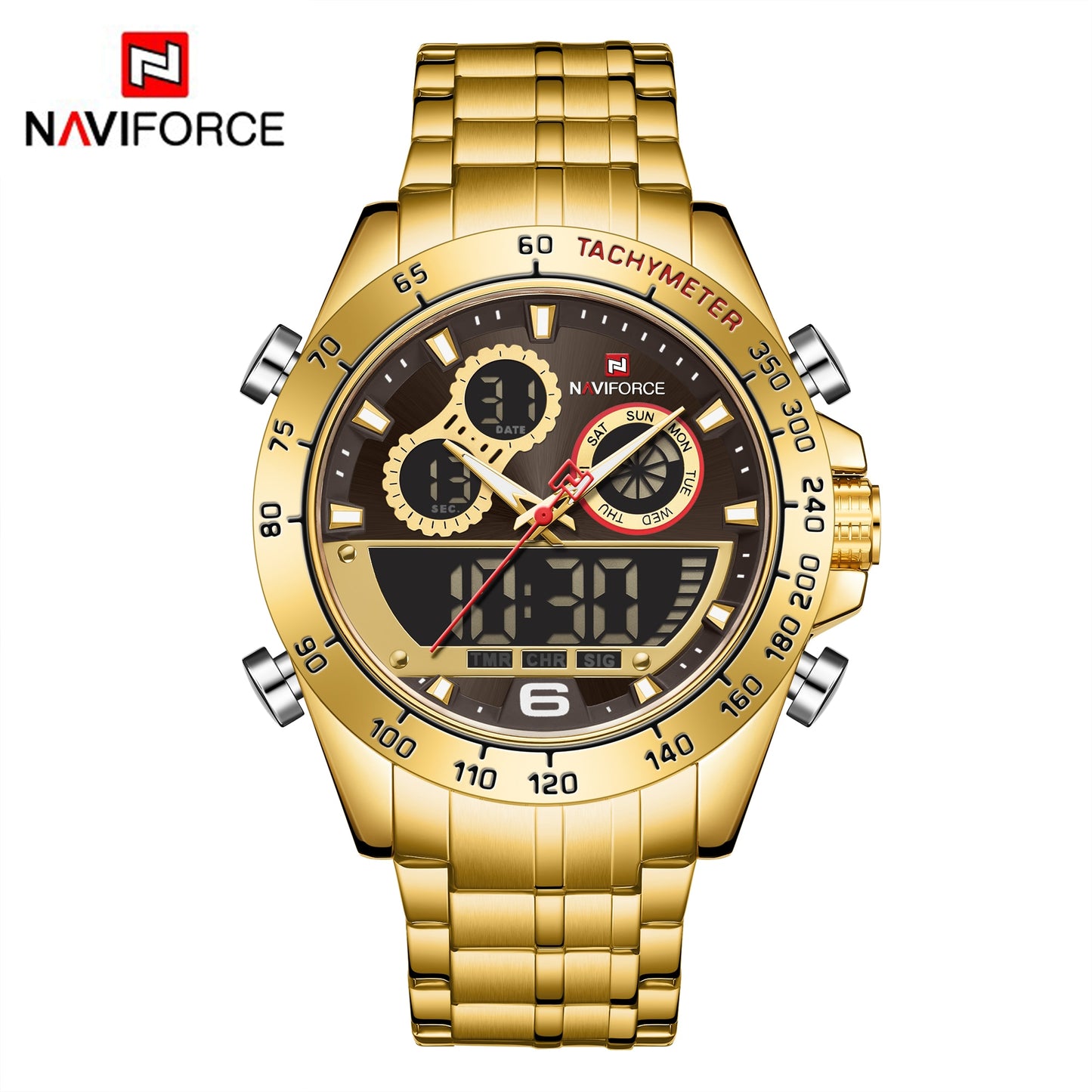 NAVIFORCE Top Brand Luxury Mens Quartz Gold Watches Men Sport Waterproof Man Wristwatch Chronograph Male Clock Relogio Masculino