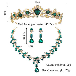 Baroque Vintage Gold Red Green Blue Crystal Bridal Jewelry Sets Choker Necklaces Earrings Tiaras Sets African Beads Jewelry Sets