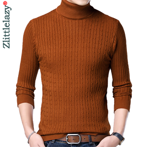 2021 New Casual Knitted Turtleneck Sweater Men Pullover Clothing Fashion Clothes Knit Winter Warm Mens Sweaters Pullovers 81332
