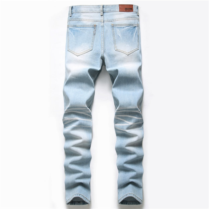 2022 Autumn New Fashion Retro Hole Jeans Men Pants Cotton Denim Trouser Male Plus Size High Quality Jeans