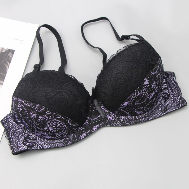 2022 New BCDE Cup Embroidered Lace Up Bras Plus Size Women 34 36 38 40 42 Brassiere Printing Style Female Lingerie