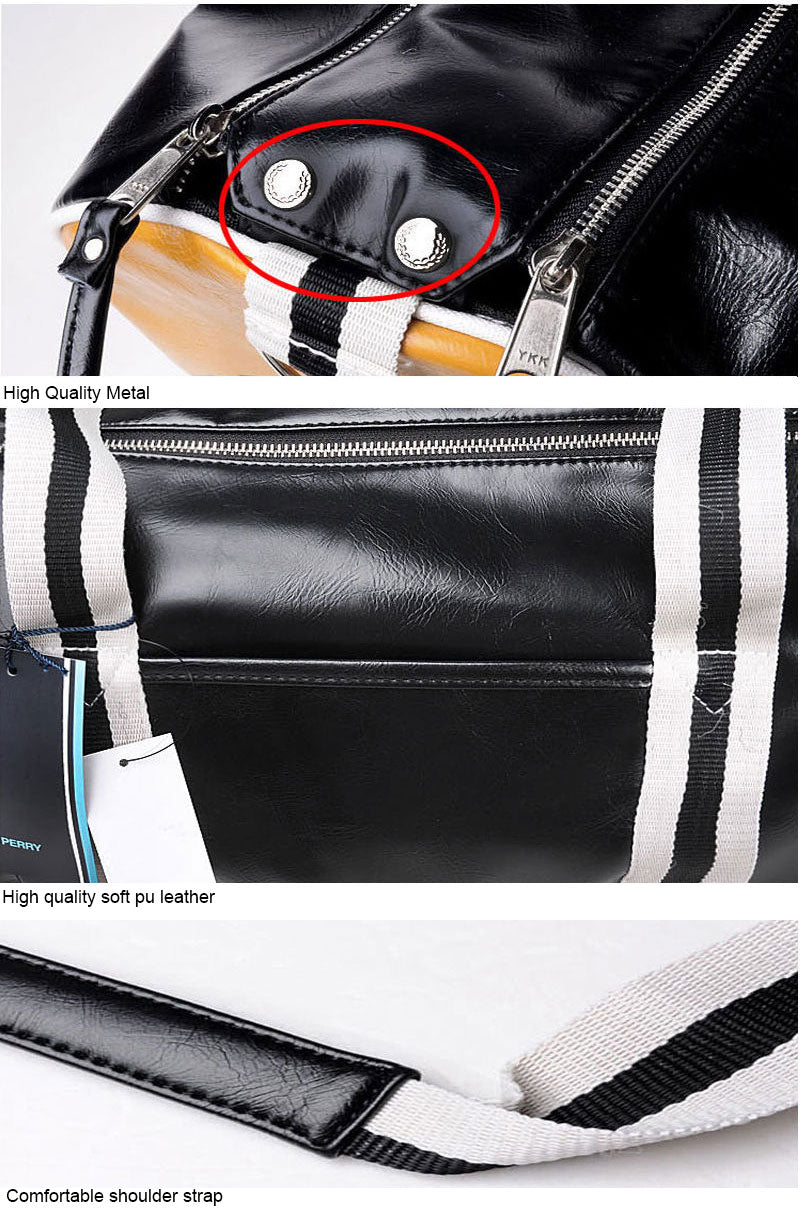 PU Leather Sports Gym Bag Multifunction Training Fitness Shoulder Bags Traveling Handbag Striped Sac De Sport Women Men XA719WD