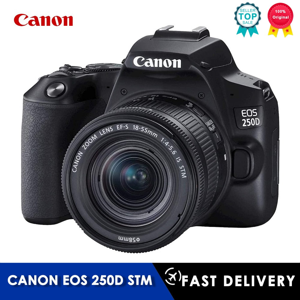 Canon Camera EOS 250D DSLR Digital Camera With EF-S 18-55mm F4-F5.6 STM Lens